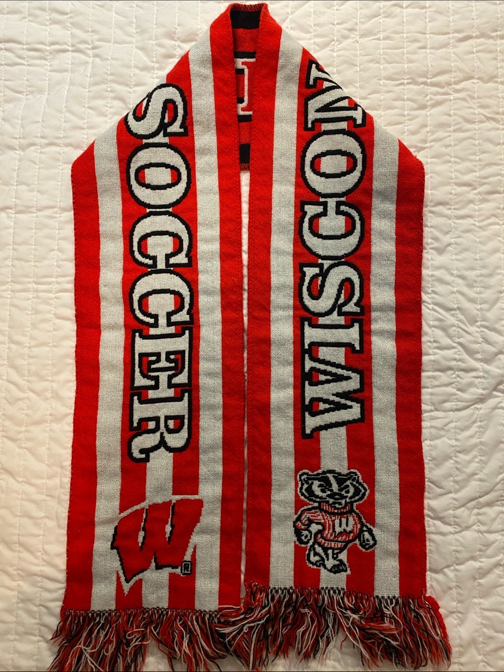 Wisconsin Badgers Soccer Red and White Team Scarf